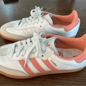 adidas Samba White and Pink Moccasins